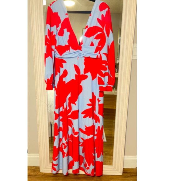 Red Floral Long Dress - Picture 3 of 6